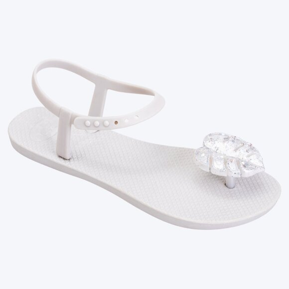 ZHOELALA — Sandals Comfort "TROPICAL LEAVES" • Pearl White - Picture 3 of 8